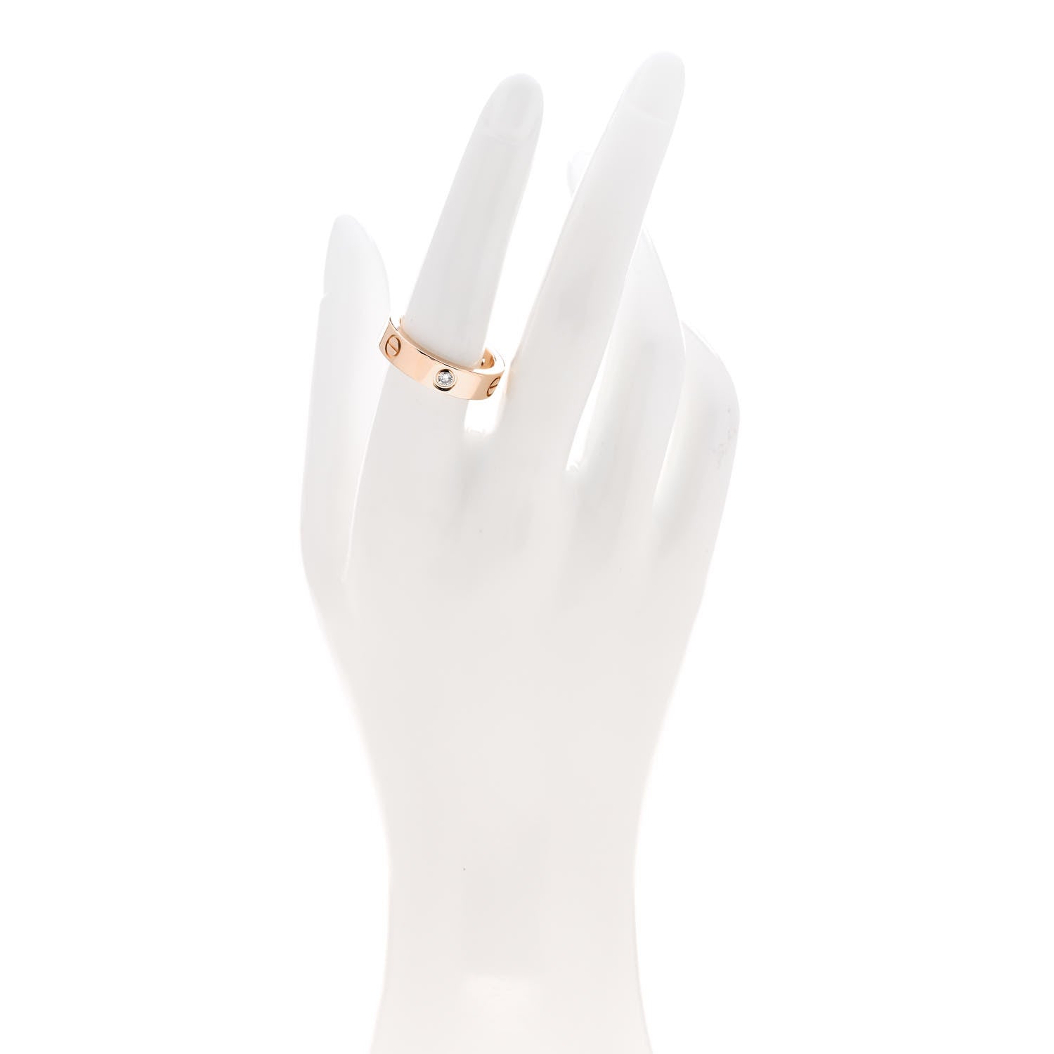 Cartier 18K Pink Gold 3 Diamond 5.5mm LOVE Ring 56 7.75 2 of 5