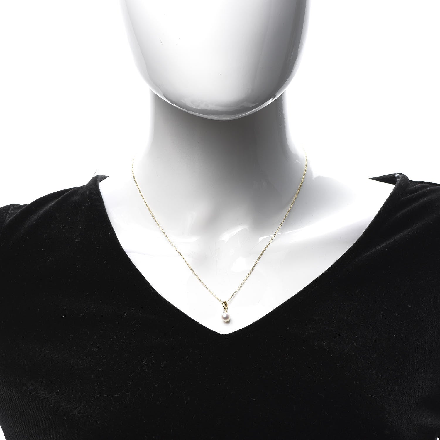 Mikimoto 18K Yellow Gold Diamond Akoya Pearl 6mm Drop Pendant Necklace 2 of 7