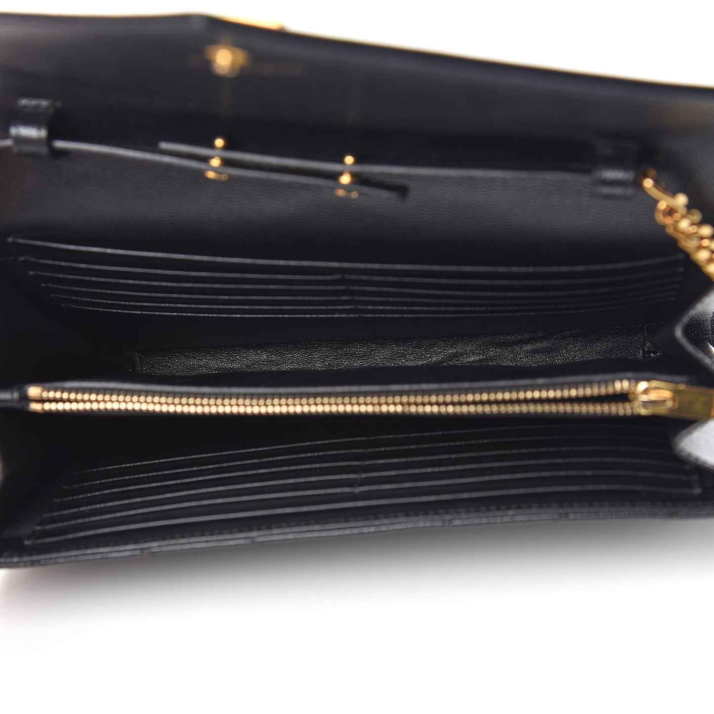 Grain De Poudre Matelasse Chevron Monogram Chain Wallet Black