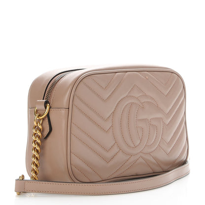 Gucci Calfskin Matelasse Small GG Marmont Chain Shoulder Bag Taupe 3 of 7