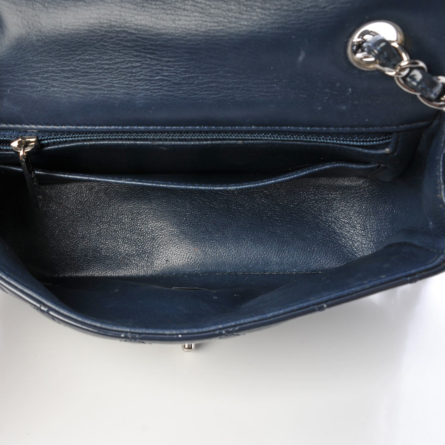 Chanel Patent Calfskin Quilted Mini Rectangular Flap Dark Blue 5 of 7