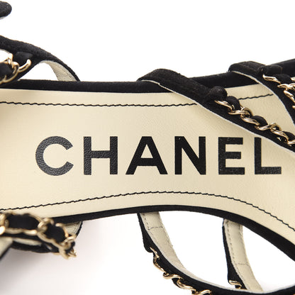 Chanel Suede Chain Sandals 40.5 Black 6 of 10