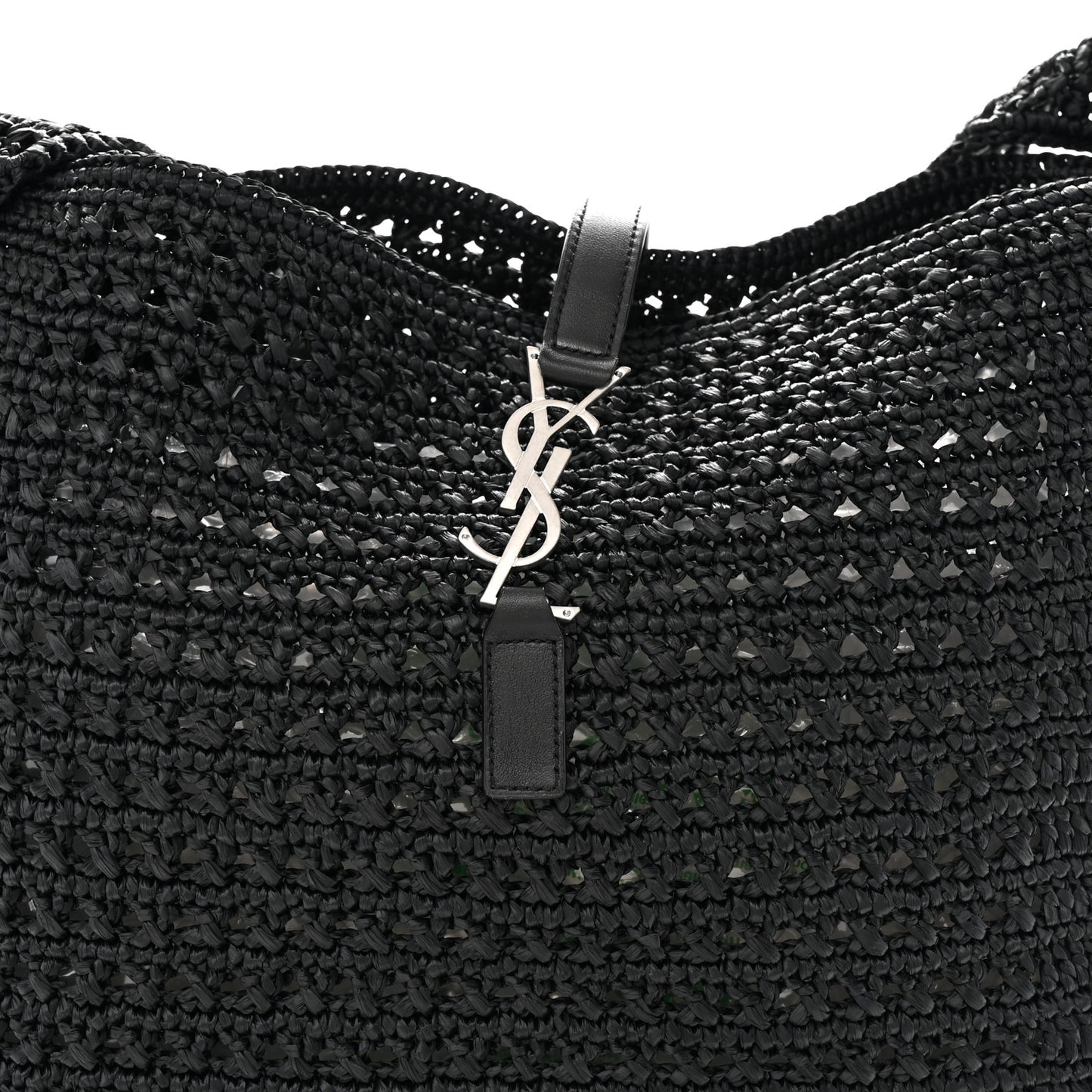 Raffia Monogram Le 5 A 7 Medium Tote Black