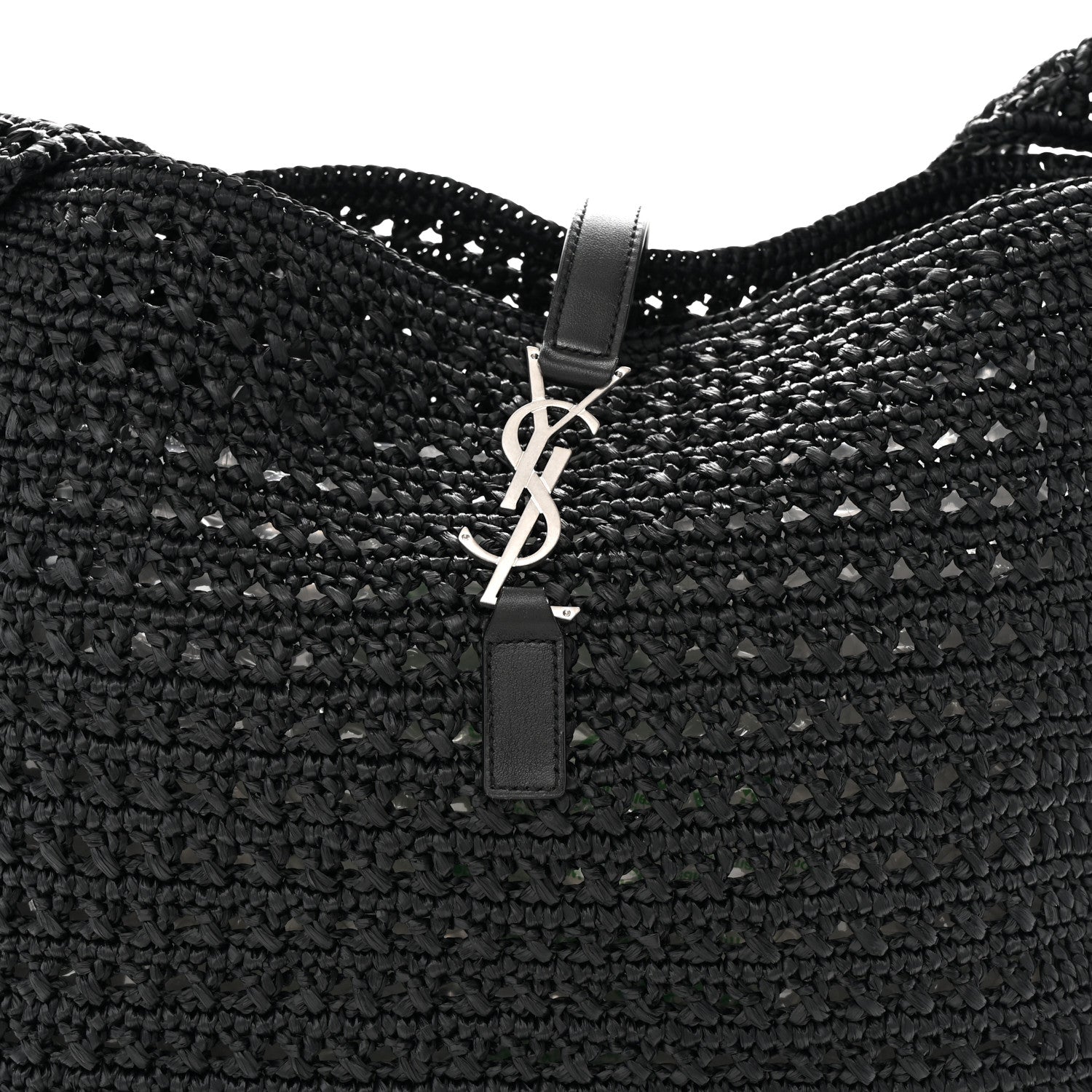Saint Laurent Raffia Monogram Le 5 A 7 Medium Tote Black 8 of 10