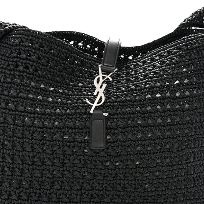 Saint Laurent Raffia Monogram Le 5 A 7 Medium Tote Black 8 of 10