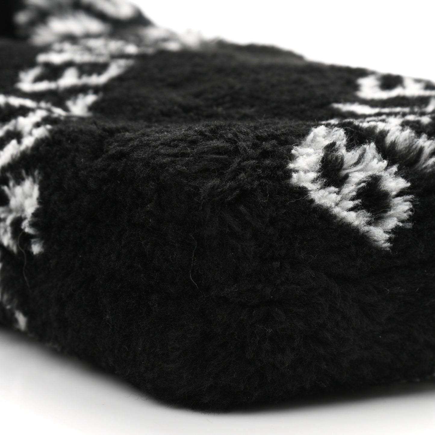Faux Fur Diagonal Logo Everyday Phone Holder Tote Black White