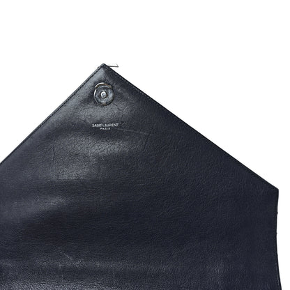 Saint Laurent Sheepskin Matelasse Chevron Monogram Large College Satchel Deep Marine 10 of 10