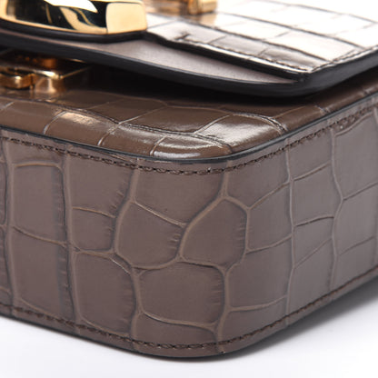 Chloe Calfskin Crocodile Embossed Mini C Double Carry Taupe 13 of 15