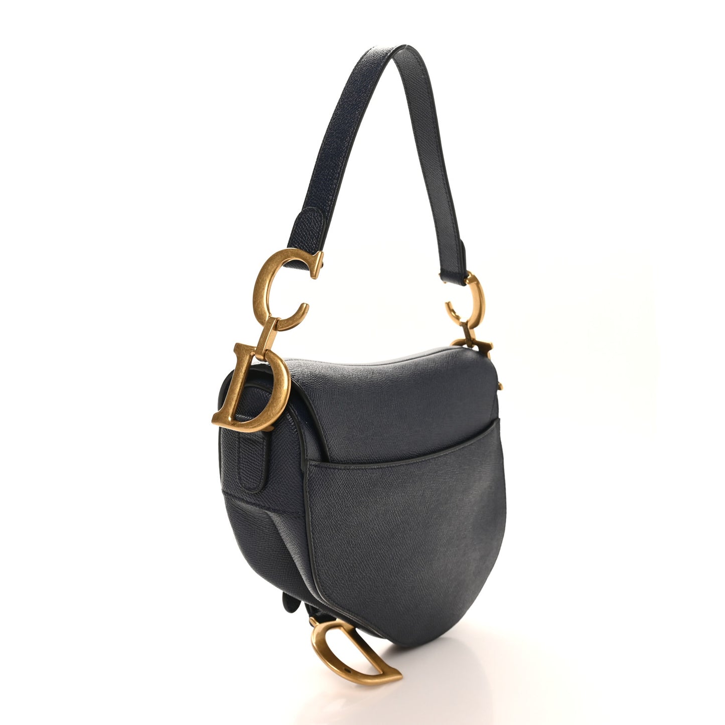 Grained Calfskin Saddle Bag Navy