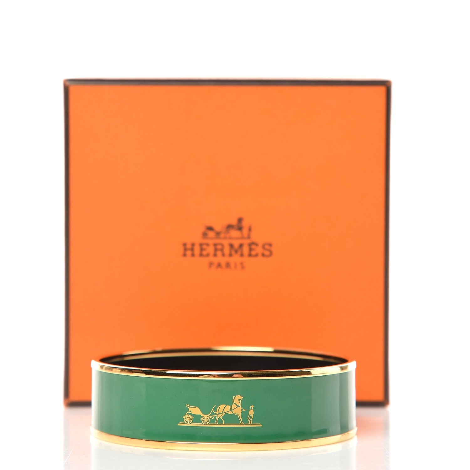 Hermes Enamel Wide Caleche Bracelet 65 Vert Sapin 5 of 5