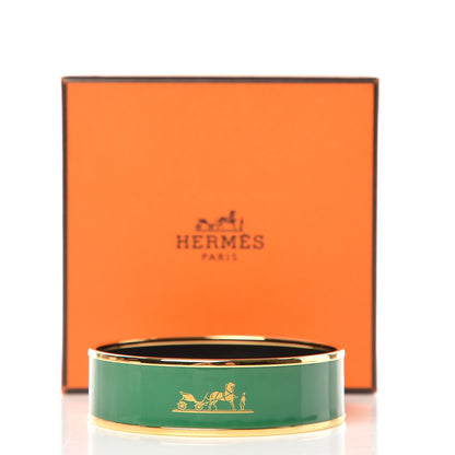 Hermes Enamel Wide Caleche Bracelet 65 Vert Sapin 5 of 5