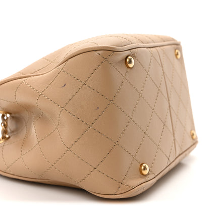 Chanel Calfskin Stitched Small Egyptian Amulet Drawstring Bag Beige 9 of 10