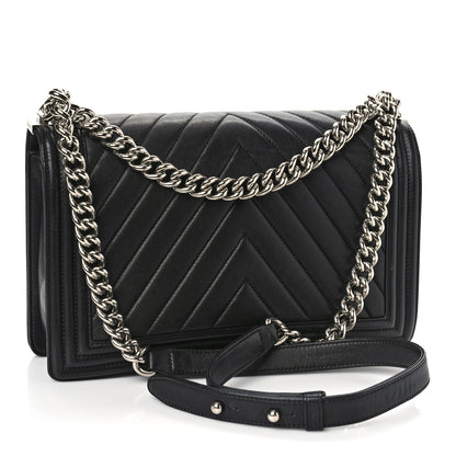 Chanel Calfskin Chevron Quilted New Medium Boy Flap Black 2 of 12