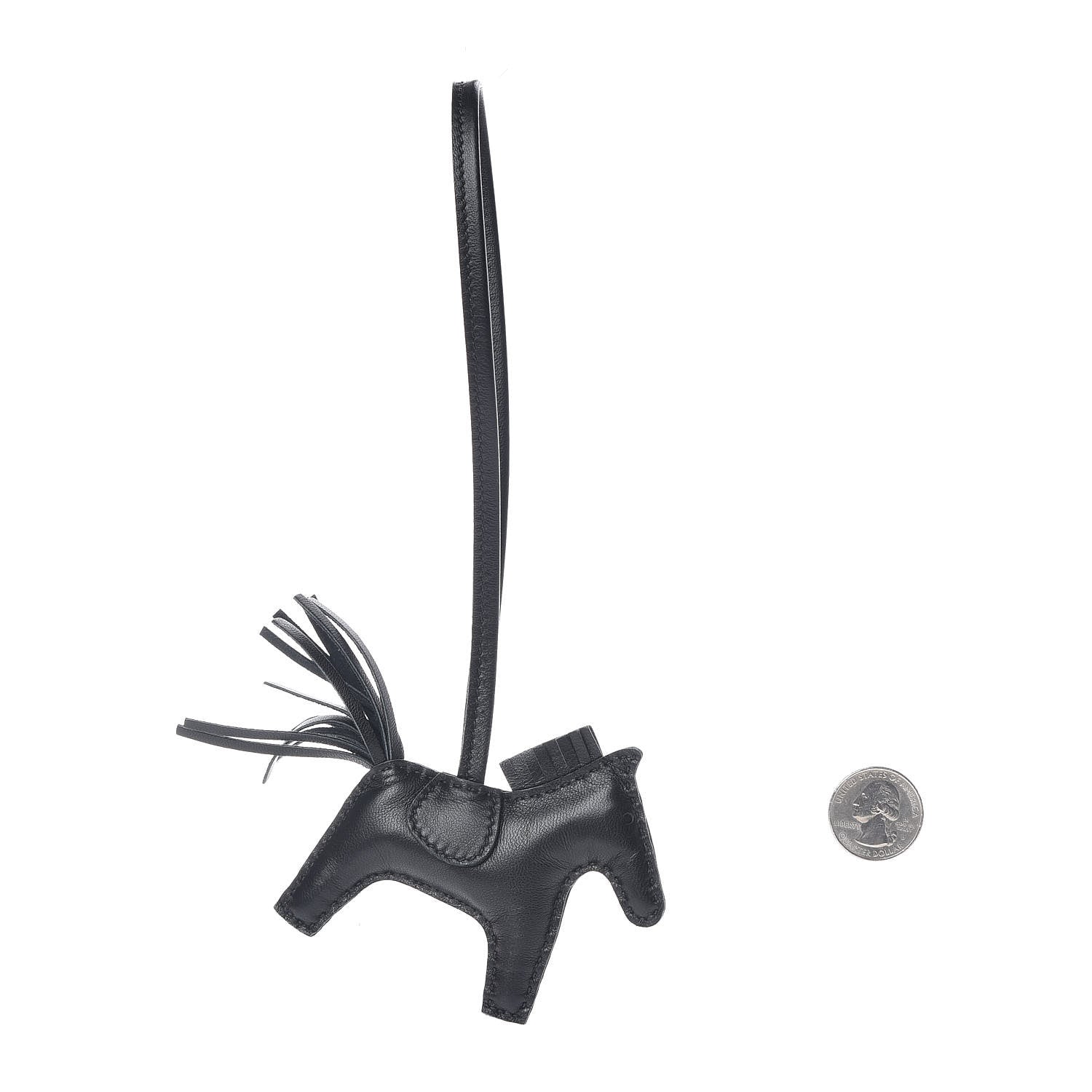 Hermes Milo Lambskin Grigri Rodeo Horse Bag Charm PM So Black 2 of 5
