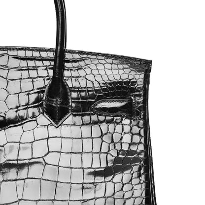Hermes Shiny Porosus Crocodile Birkin 30 Black 29 of 38