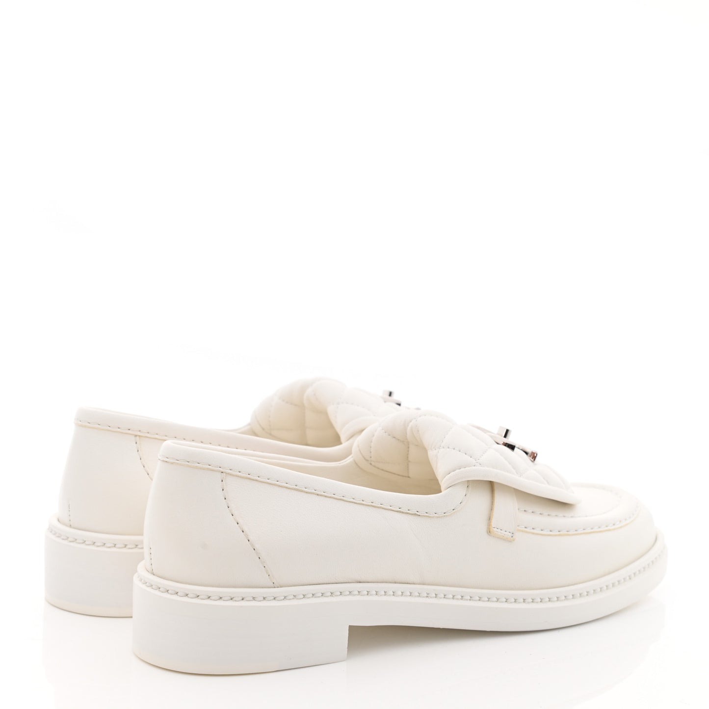 Lambskin Quilted CC Turnlock Loafers 38 White
