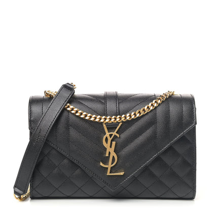 Saint Laurent Grain De Poudre Textured Mixed Matelasse Triquilt Small Monogram Satchel Black 1 of 4