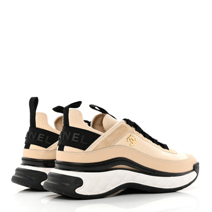 Chanel Suede Calfskin Nylon Grosgrain CC Sneakers 39 Beige 3 of 9