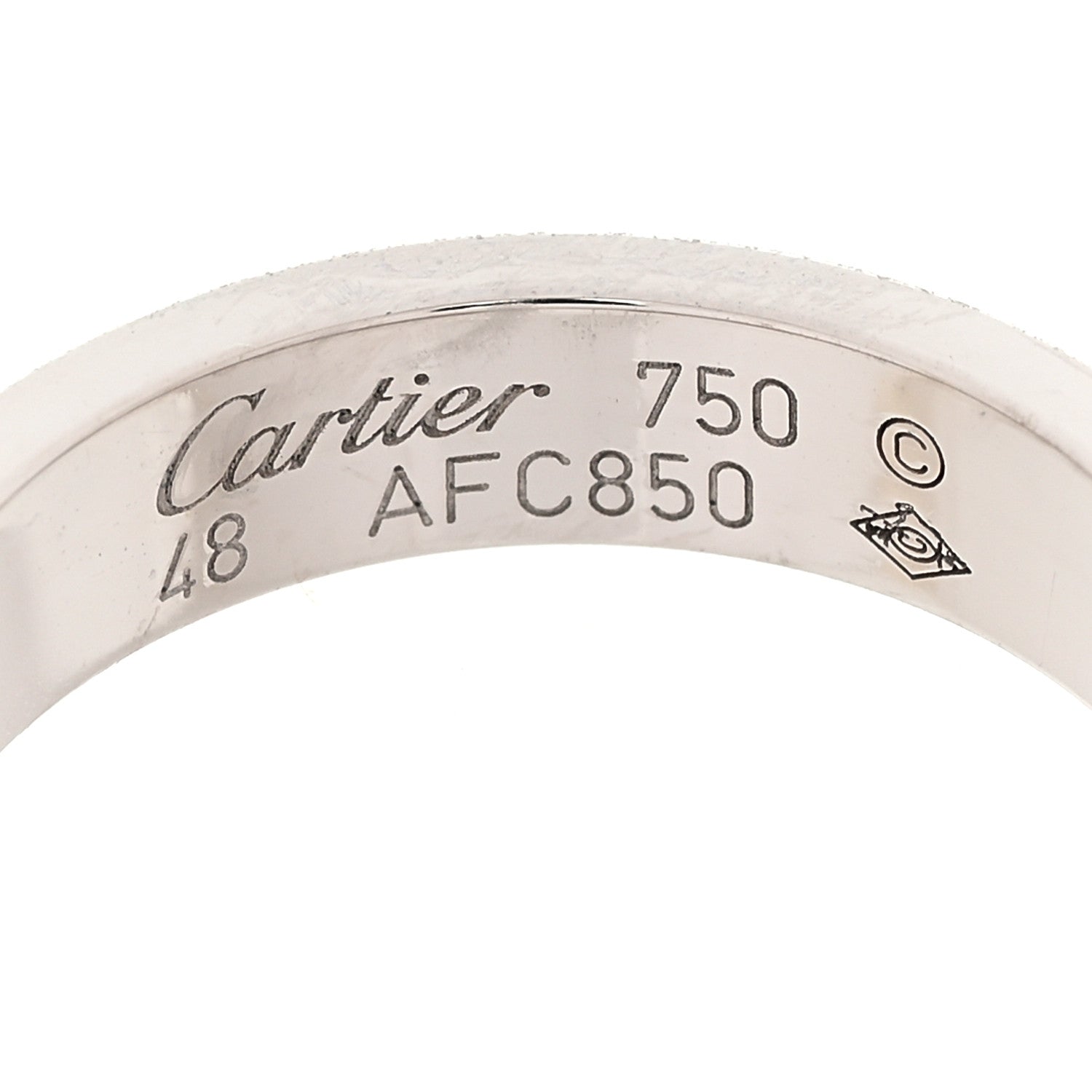 Cartier 18K White Gold Diamond 4mm LOVE Wedding Paved Band Ring 48 4.5 4 of 4