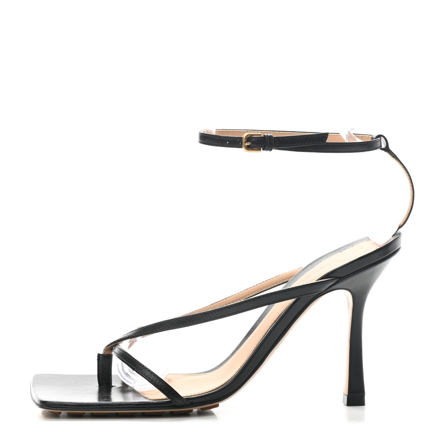 Lambskin Stretch Multi Strap 90mm Sandals 39 Black