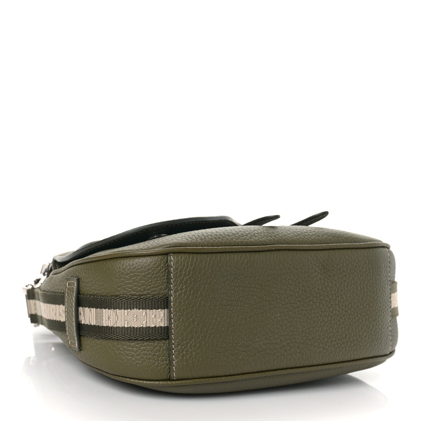 Grained Calfskin Mini Soft Saddle Bag Olive