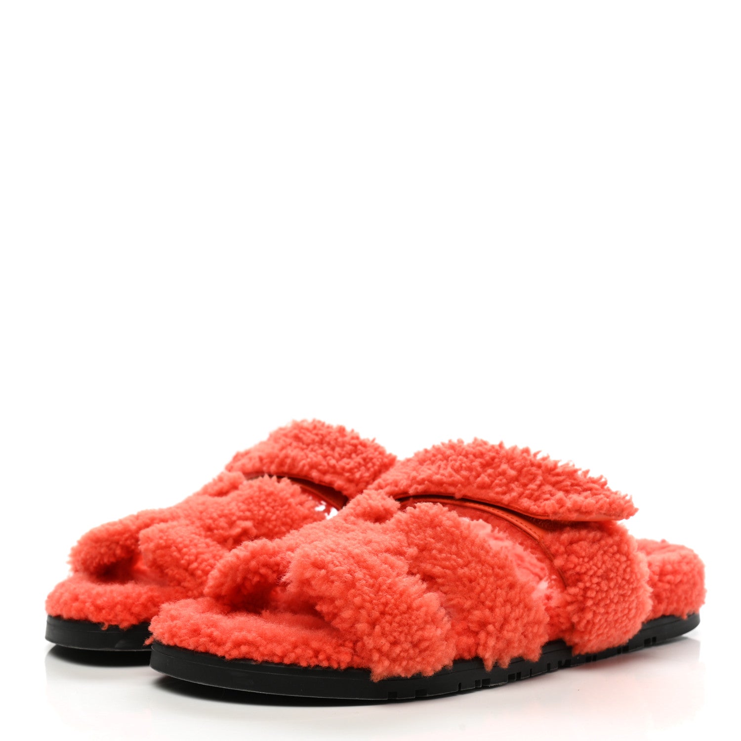 Hermes Woolskin Womens Chypre Sandals 38 Orange 3 of 9