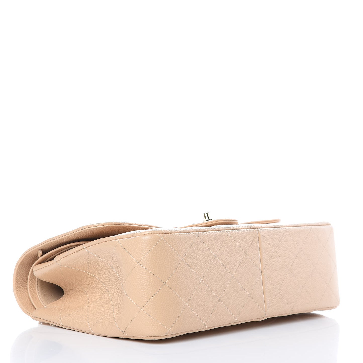 Caviar Quilted Jumbo Double Flap Light Beige