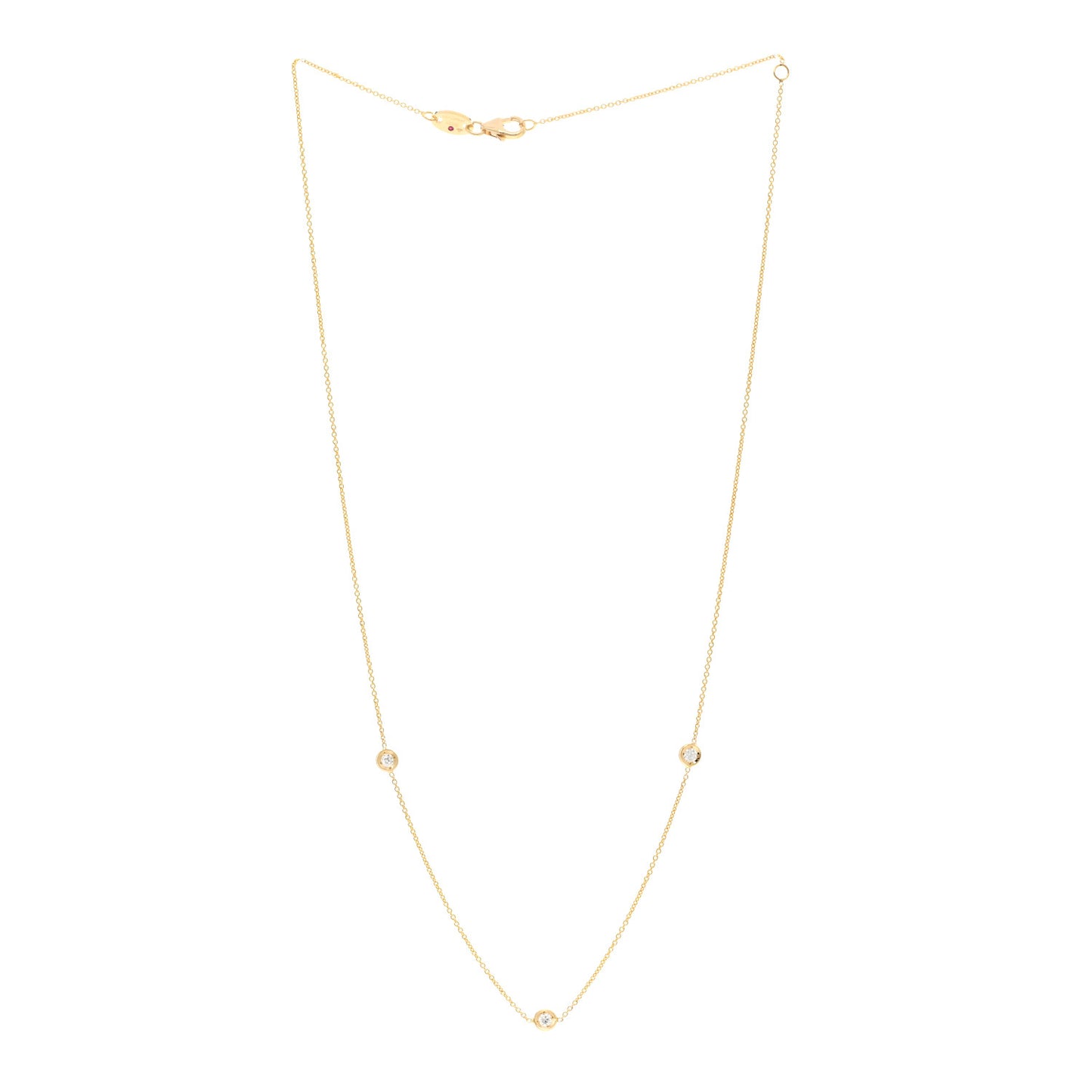 18K Yellow Gold Diamond .15ctw Diamonds By The Inch Three Station Necklace