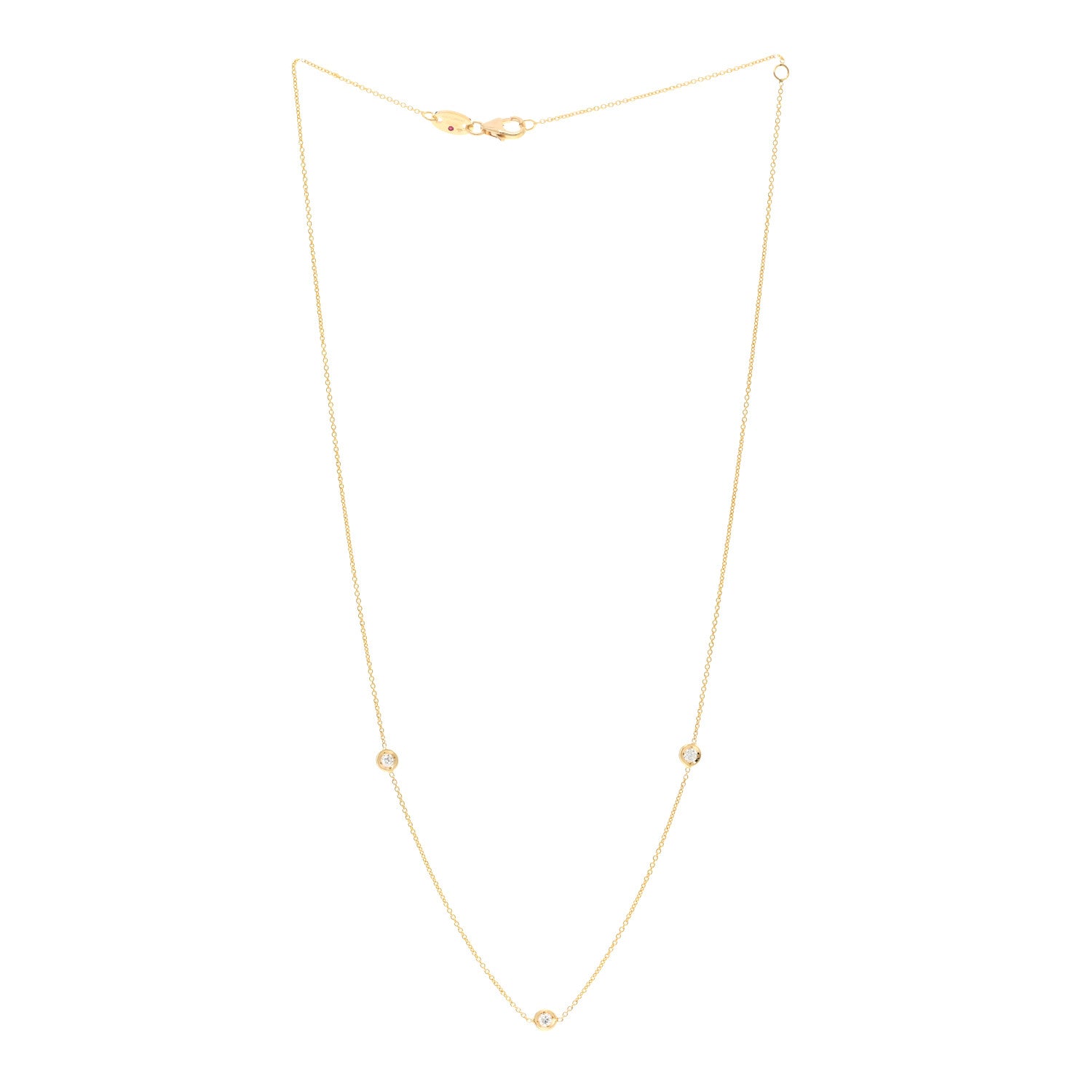 Roberto Coin 18K Yellow Gold Diamond .15ctw Diamonds By The Inch Three Station Necklace 3 of 4