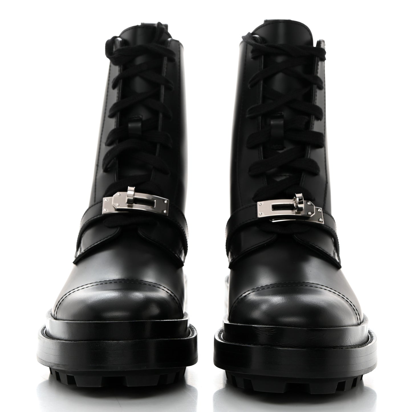 Glossed Calfskin Funk Ankle Boots 35 Black