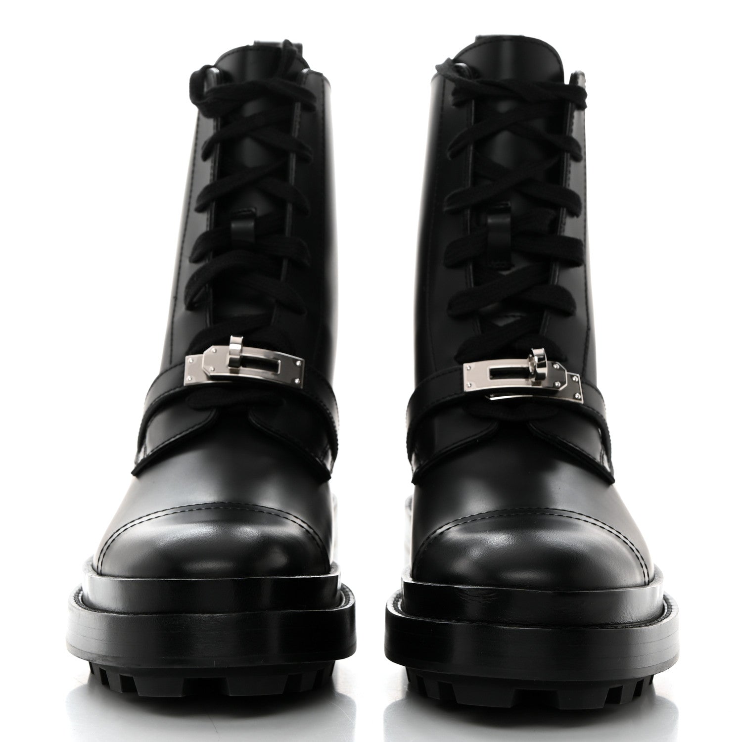 Hermes Glossed Calfskin Funk Ankle Boots 35 Black 2 of 9