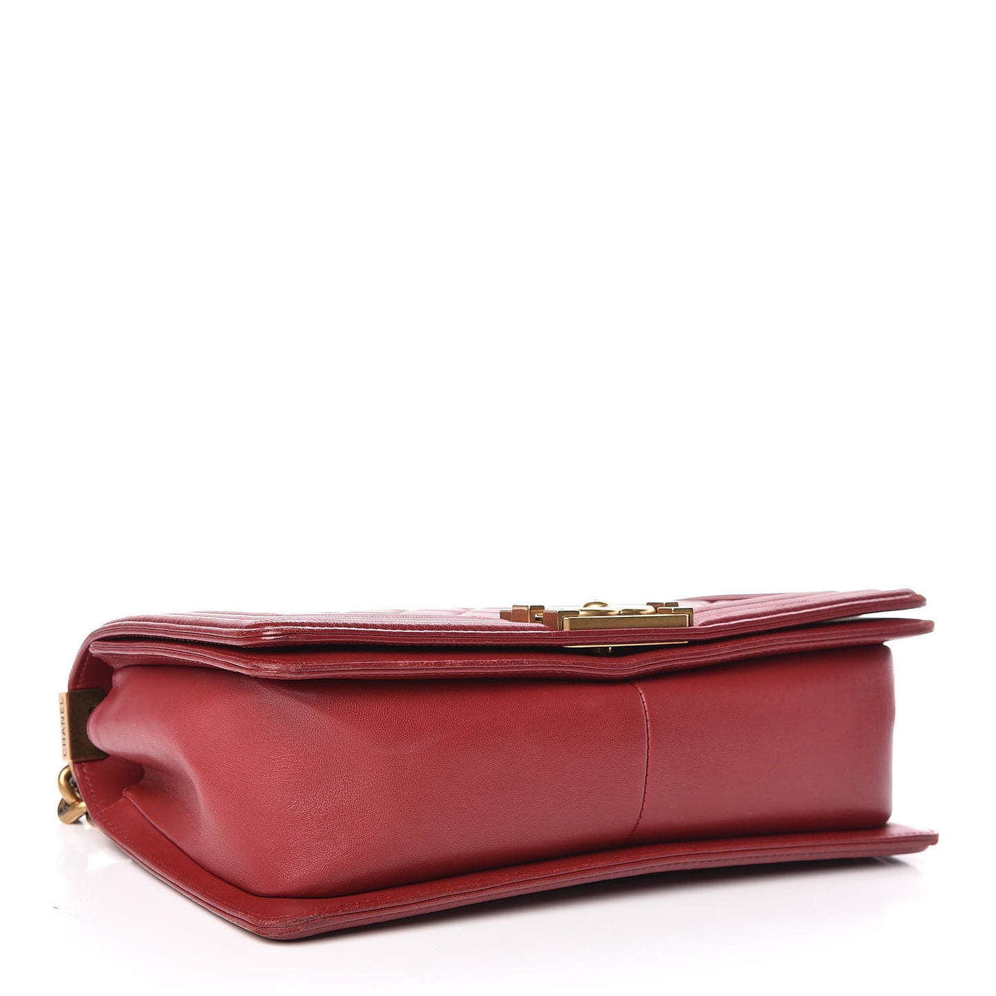 Lambskin Quilted Medium Boy Flap Dark Red