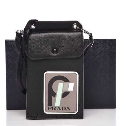 Prada Saffiano Racing Logo Patch Mini Bag Black 8 of 8