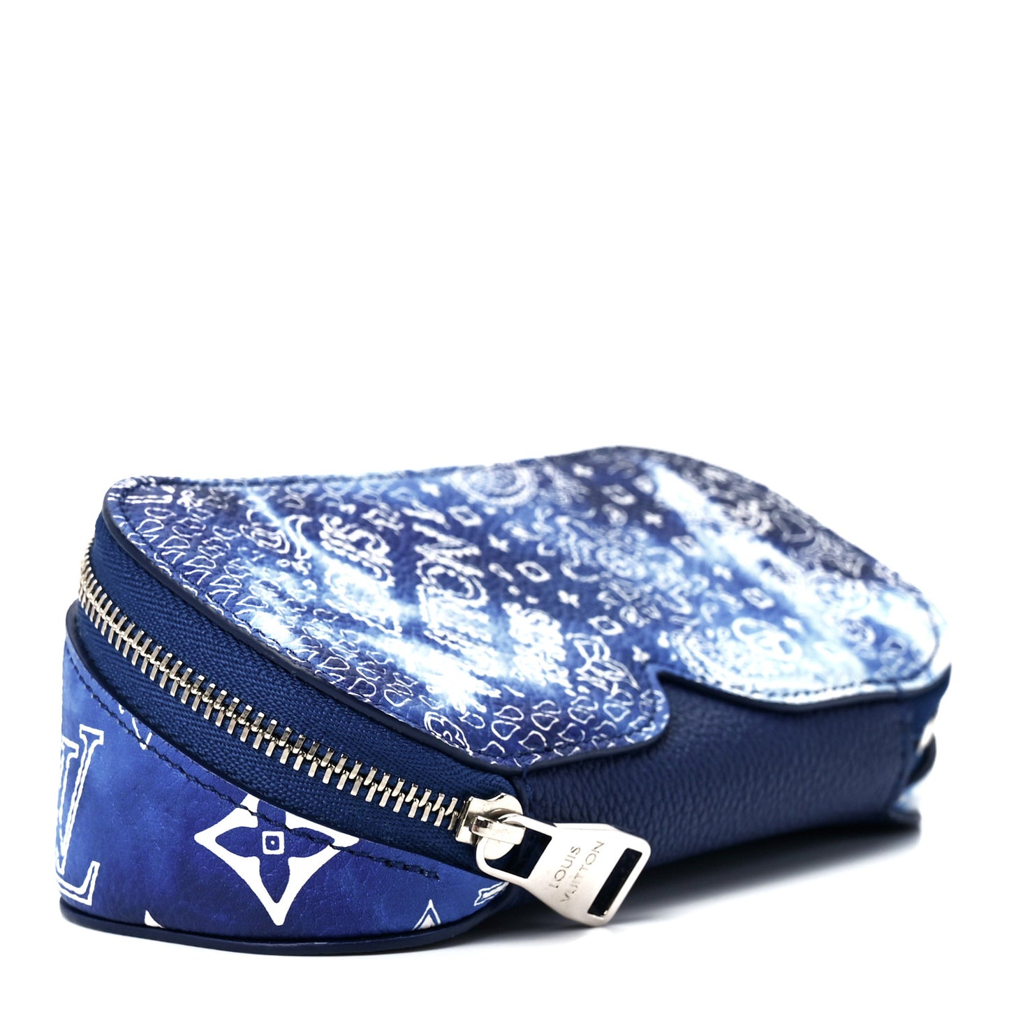 Cowhide Monogram Bandana Sunglasses Case GM Blue White