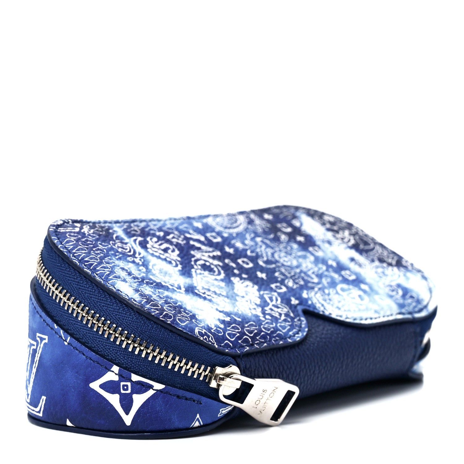 Louis Vuitton Cowhide Monogram Bandana Sunglasses Case GM Blue White 3 of 11