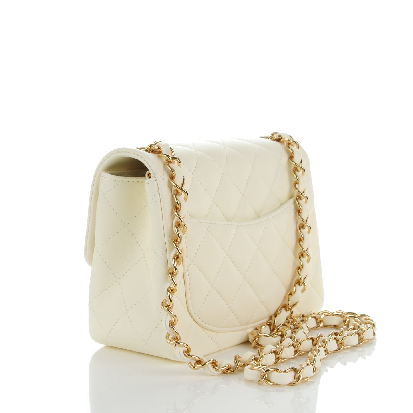 Lambskin Quilted Mini Square Flap Dark White