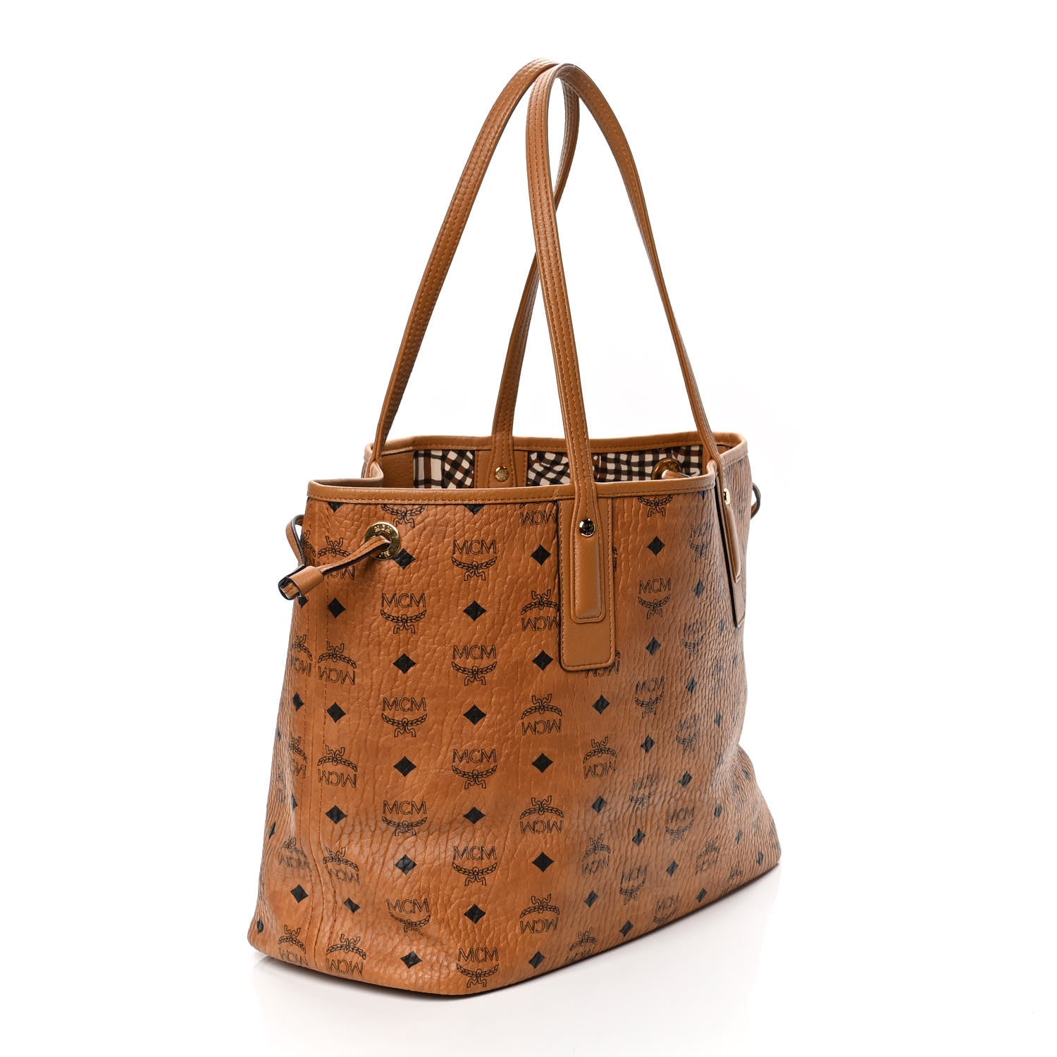MCM Visetos Medium Liz Reversible Shopper Tote Cognac 3 of 6