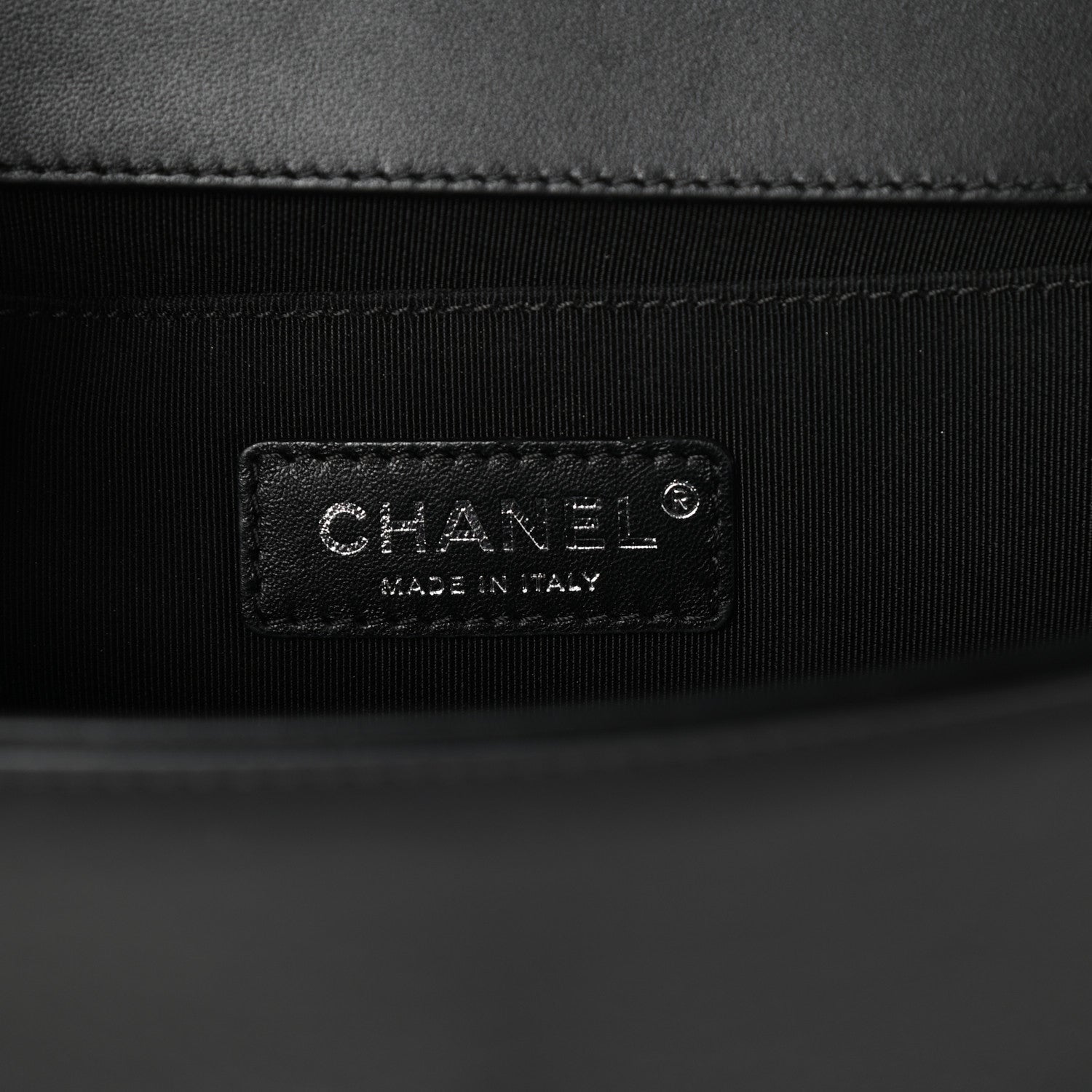 Chanel Calfskin Painted Chevron Embossed Medium Boy Flap Black 6 of 10