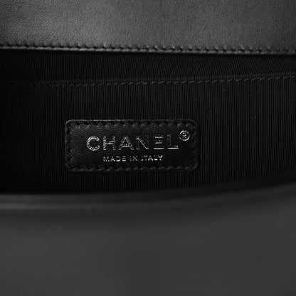 Chanel Calfskin Painted Chevron Embossed Medium Boy Flap Black 6 of 10