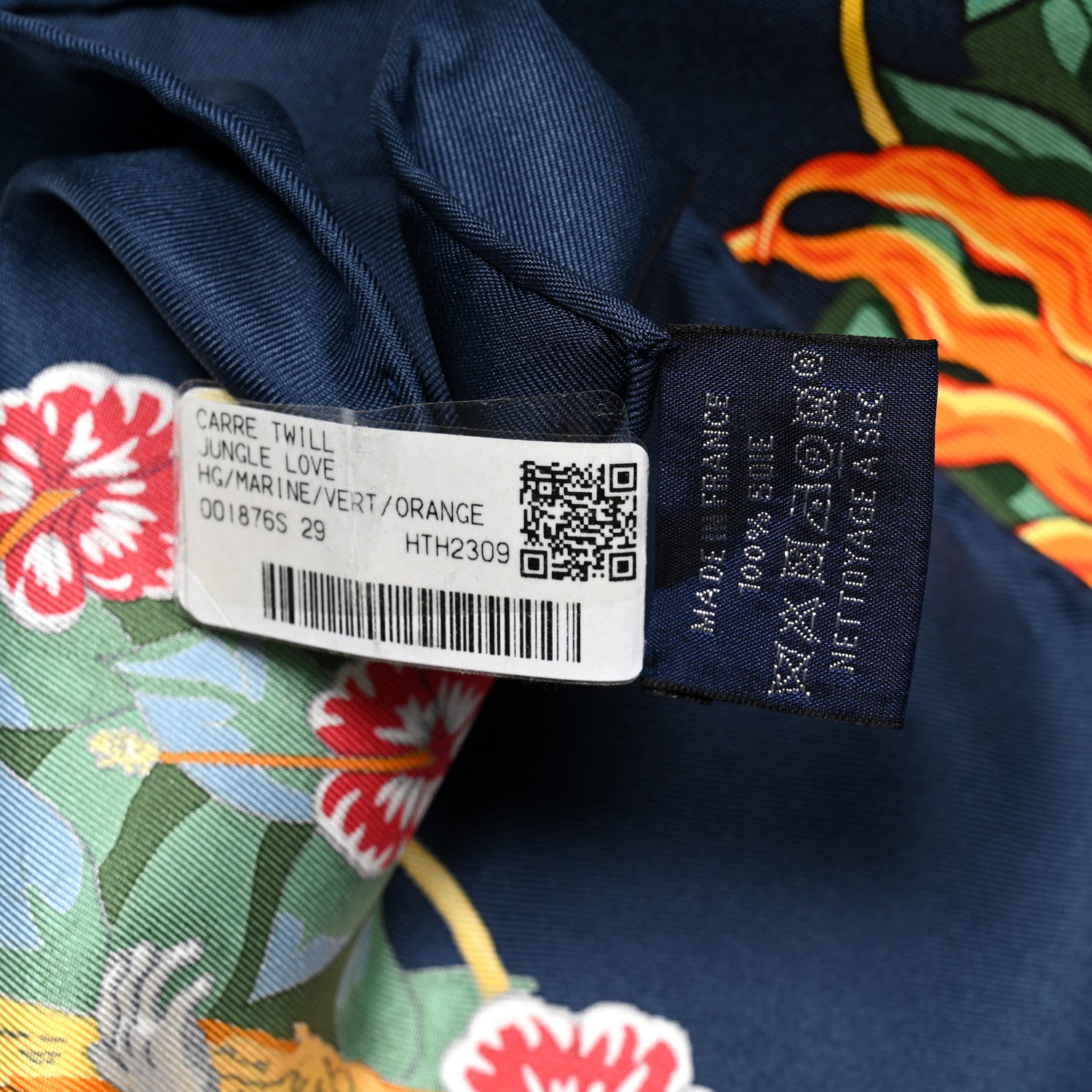 Hermes Silk Jungle Love Scarf 90 Marine Vert Orange 3 of 4