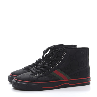 Gucci Econyl Nylon Web Monogram Off The Grid Mens 1977 Tennis High Top Sneakers 9.5 Black 3 of 7