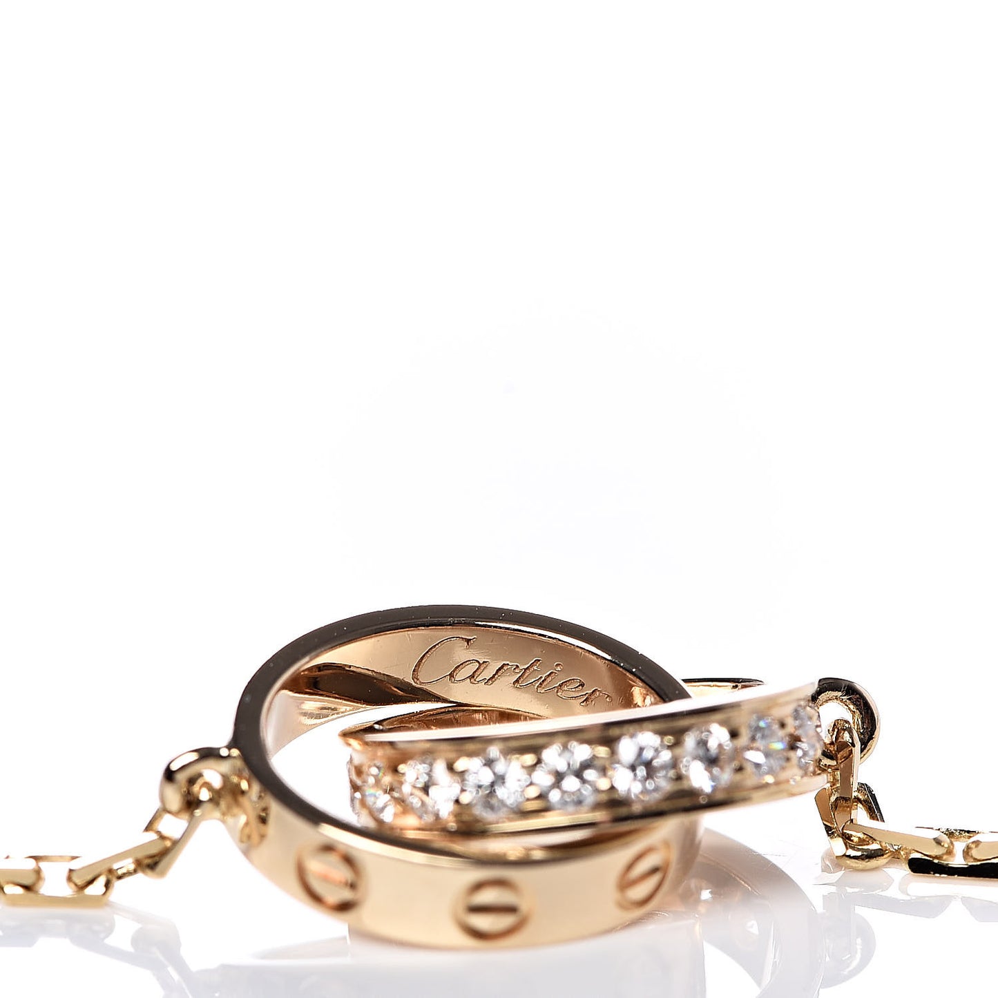 18K Yellow Gold Diamond Interlocking LOVE Necklace
