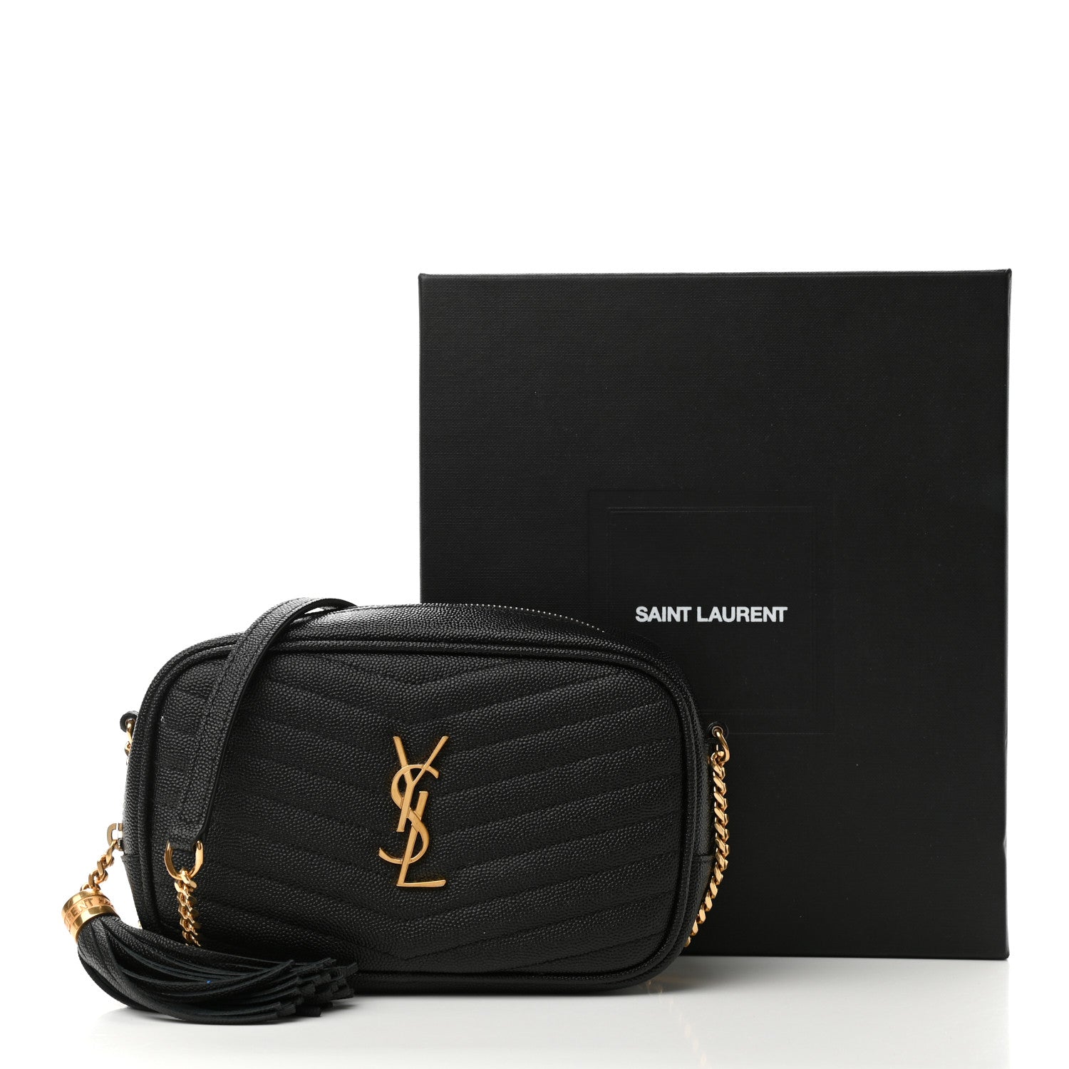 Saint Laurent Grain De Poudre Matelasse Monogram Mini Lou Camera Bag Black 13 of 13