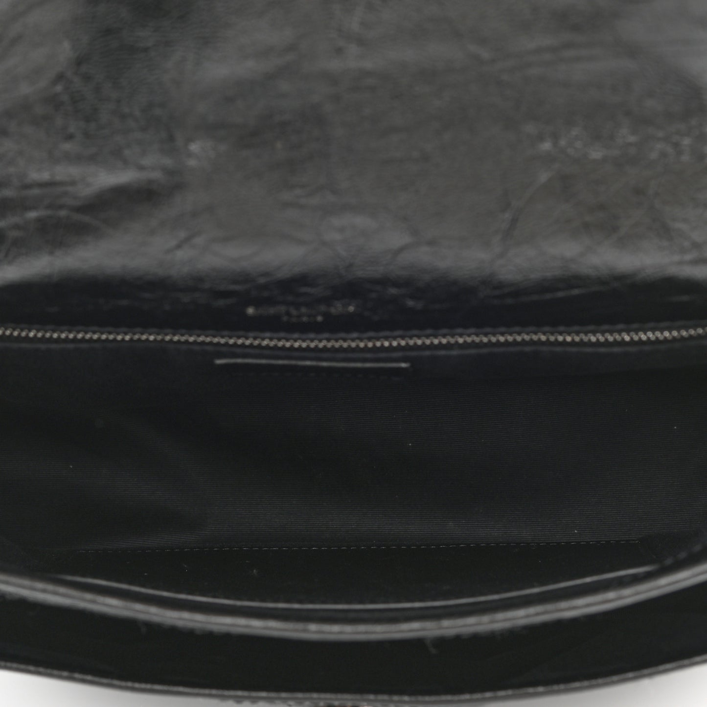 Crinkled Calfskin Matelasse Monogram Medium Niki Chain Satchel Black