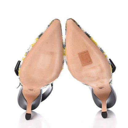 Christian Dior Embroidered Calfskin Beaded Sweet D Sling-Back Pumps 40 Dusty Jade 5 of 9