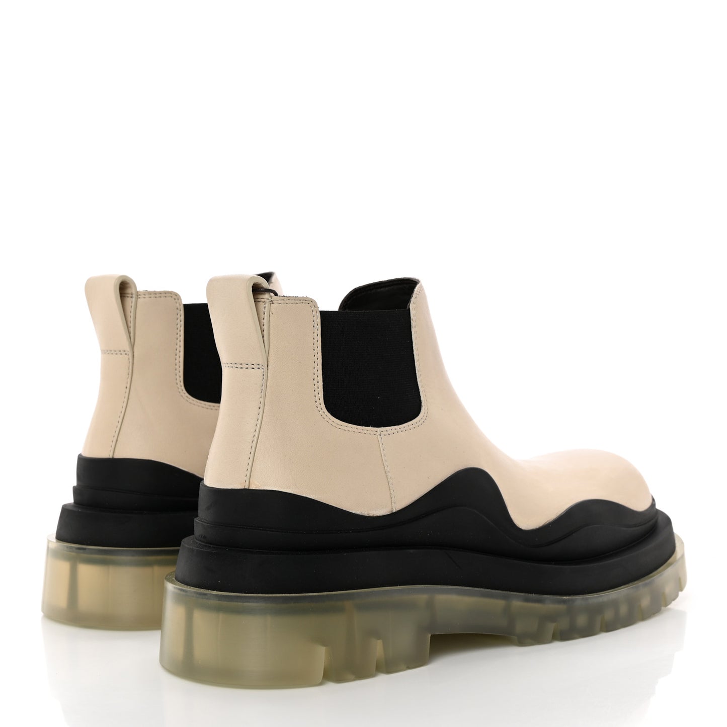 Calfskin The Tire Cropped Chelsea Boots 38 Wax Black Transparent