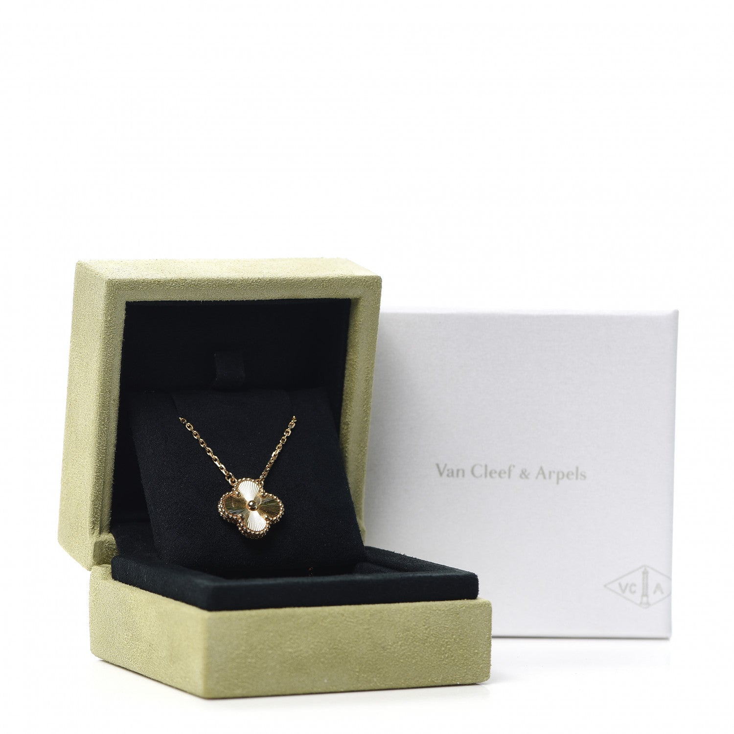 Van Cleef & Arpels 18K Yellow Gold Guilloche Vintage Alhambra Pendant Necklace 4 of 8