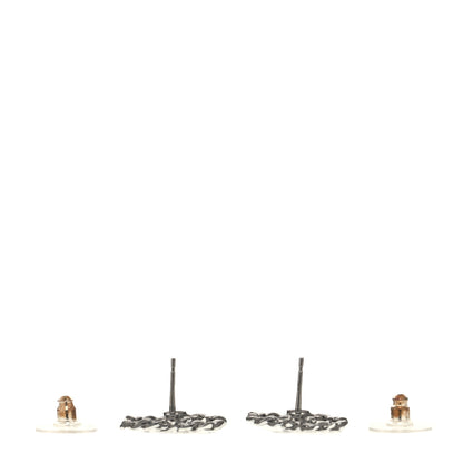 Chanel Lambskin Chain CC Earrings Silver Grey 3 of 4