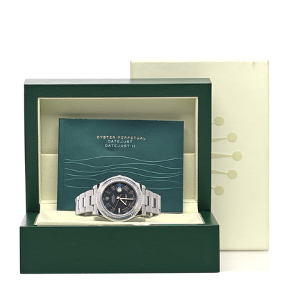 Rolex Stainless Steel 18K White Gold 41mm Oyster Perpetual Datejust Watch Black Roman 116334 5 of 5