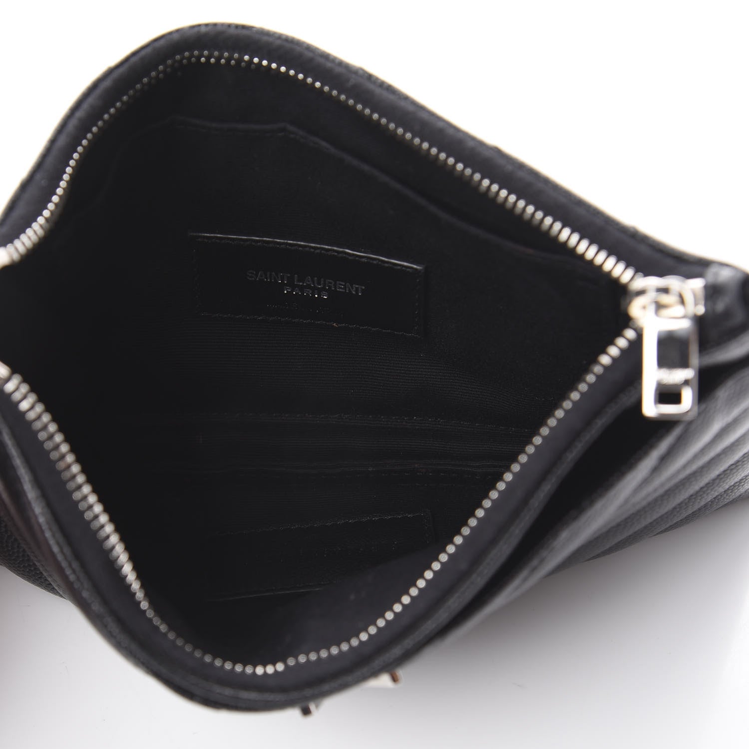 Saint Laurent Grain De Poudre Chevron Monogram Bill Pouch Black 4 of 5